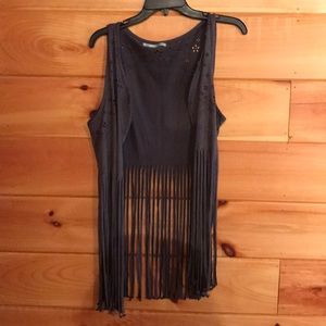 EUC Maurices suede fringe vest size large